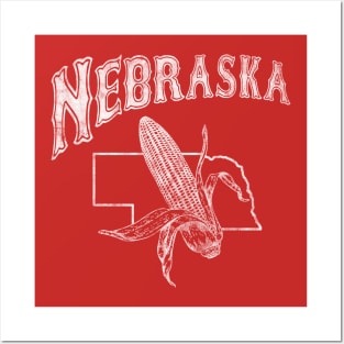 Vintage Nebraska Design with state and corn image Posters and Art